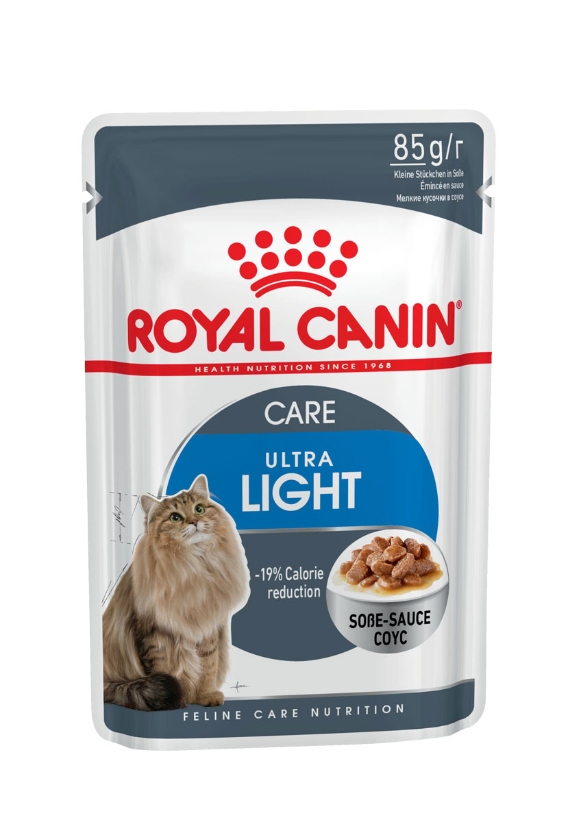 Royal canin ultra light корм консервированный для взрослых кошек (мелкие кусочки в соусе)