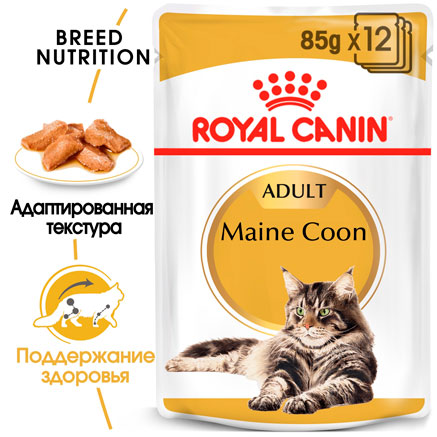 Royal canin maine coon adult корм консервированный для взрослых кошек породы мэйн кун, соус
