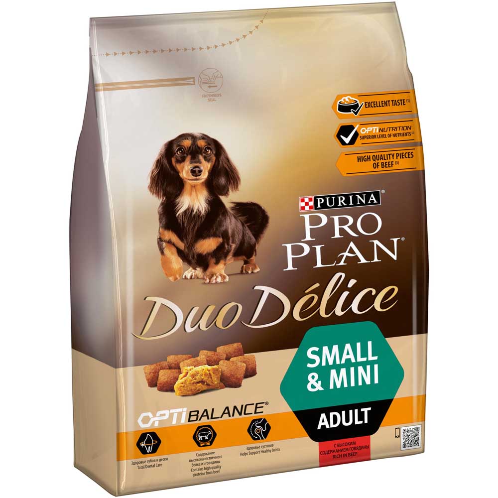 Pro plan сухой корм duo delice с высоким содержанием говядины для взрослых собак мелких и карликовых пород