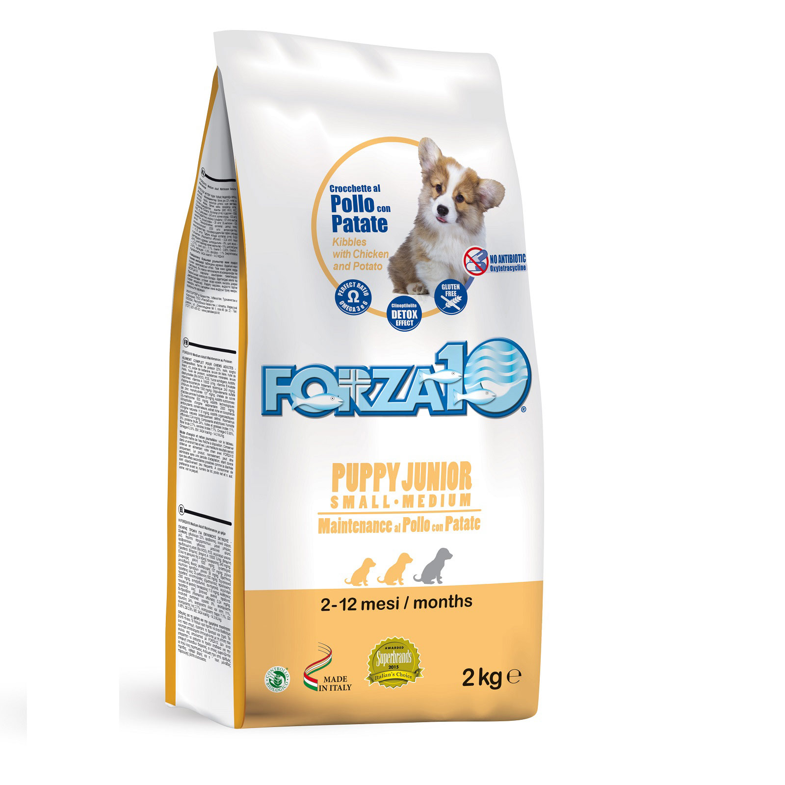 Forza10 puppy junior сухой корм с итальянской курицей и картофелем для щенков средних и крупных пород