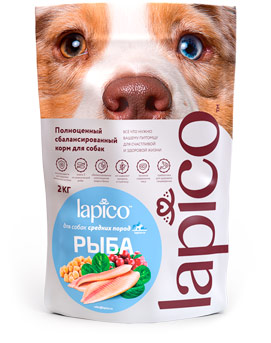 Lapico advanced сухой полнорационный корм с рыбой для взрослых собак средних пород