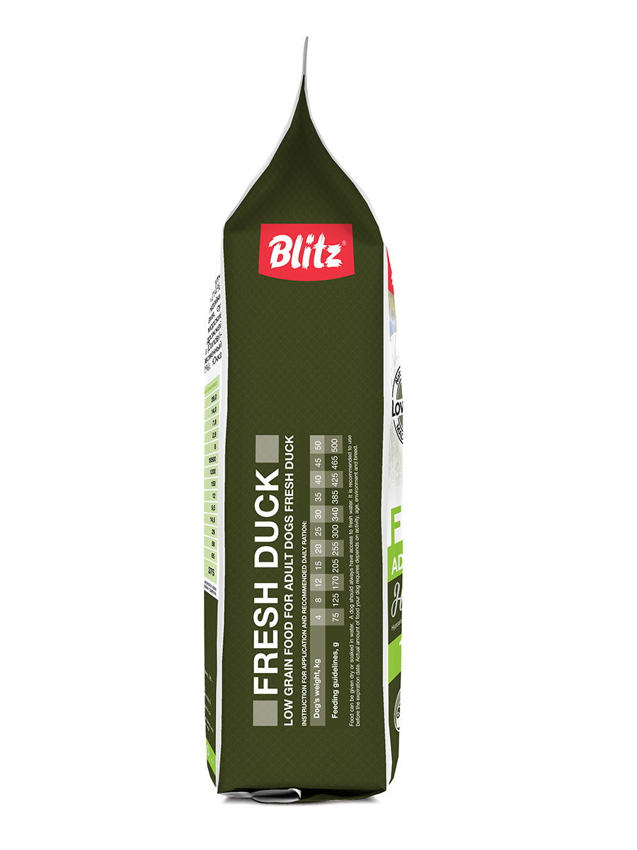 Blitz holistic свежая утка — низкозерновой сухой корм для взрослых собак всех пород