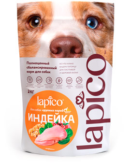 Lapico advanced сухой полнорационный корм с индейкой для взрослых собак крупных пород