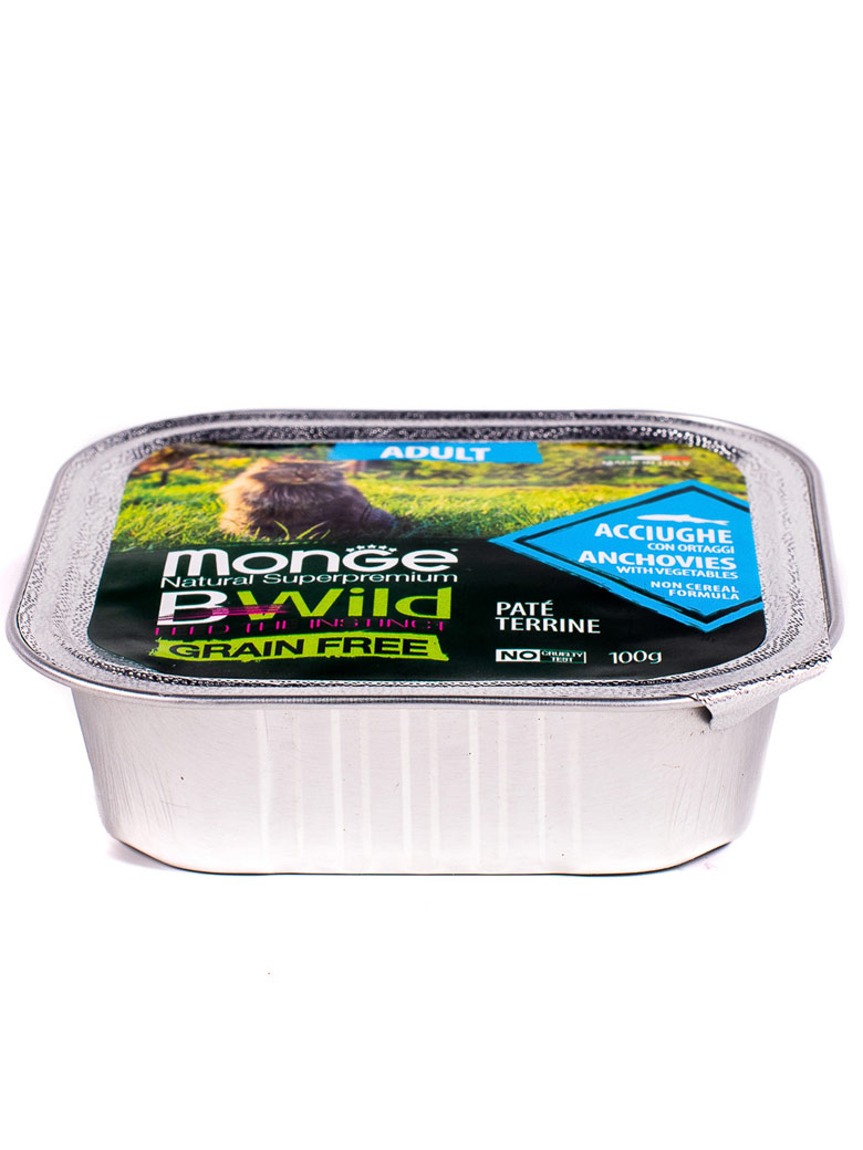 Monge cat bwild grain free влажный беззерновой корм из анчоусов с овощами для взрослых кошек