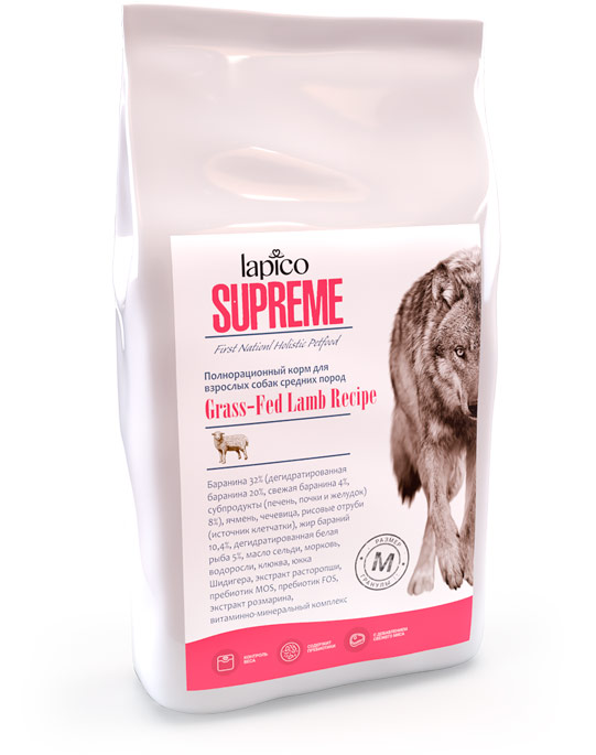 Lapico supreme сухой полнорационный корм с ягненком для взрослых собак средних пород