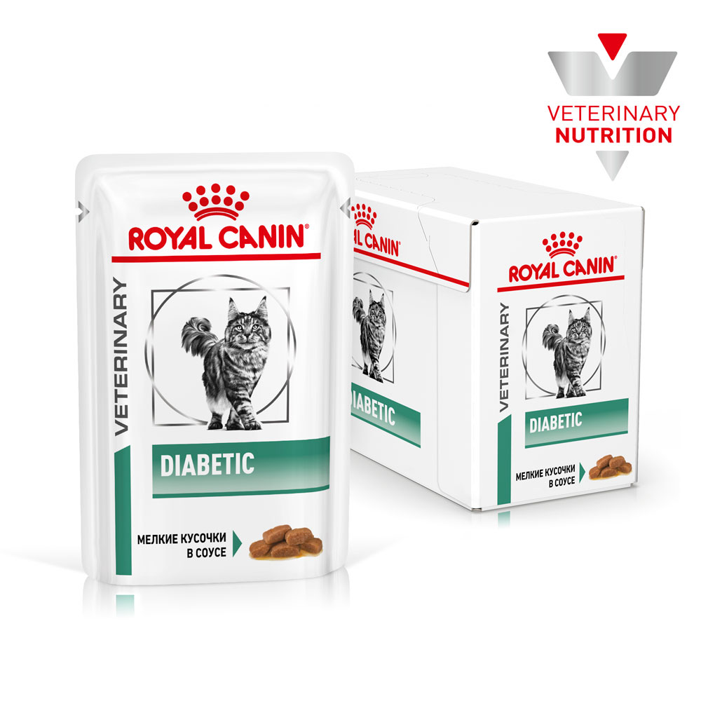 Royal canin diabetic корм консервированный полнорационный диетический для взрослых кошек, разработанный для регулирования уровня глюкозы при сахарном диабете, в соусе