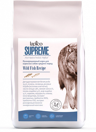 Lapico supreme сухой полнорационный корм с рыбой для взрослых собак средних пород