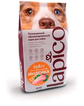 Lapico advanced сухой полнорационный корм с индейкой для взрослых собак средних пород