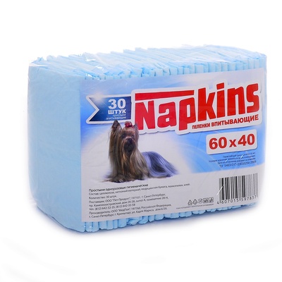 Впитывающие пеленки NAPKINS для собак 60*40см, 30шт.