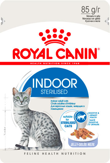 Royal canin indoor sterilized корм консервированный для взрослых стерилизованных кошек, постоянно живущих в помещении, желе