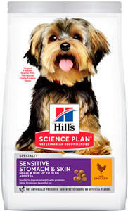 Hill's science plan sensitive stomach & skin сухой корм с курицей для взрослых собак мелких пород с чувствительной кожей и пищеварением