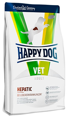 Happy dog vet hepatic диетический полнорационный сухой корм для взрослых собак с острыми или хроническими заболеваниями печени