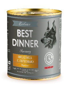Best dinner recovery влажный консервированный корм с индейкой и печенью для взрослых собак в период восстановления