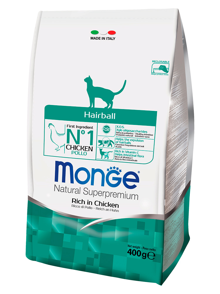 Monge cat daily line hairball сухой корм из курицы для взрослых кошек для выведения шерсти