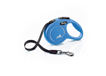Flexi new classic рулетка-ремень синяя для собак