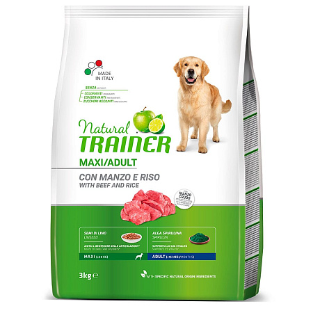 Trainer Natural сухой корм с говядиной и рисом для взрослых собак крупных пород