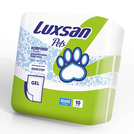 Luxsan pets premium коврики с гелем для домашних животных 60х60,уп 10 шт.