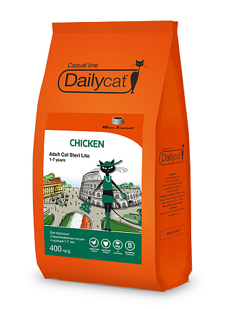 Dailycat casual line adult steri сухой корм с курицей для стерилизованных кошек