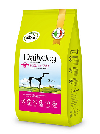 Dailydog adult medium сухой корм с ягненком и рисом для взрослых собак средних пород