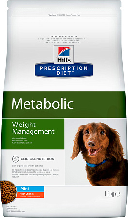 Hill's prescription diet metabolic mini weight management сухой корм с курицей для собак мелких пород для контроля веса