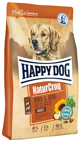 Happy Dog Полнорационный сухой корм с говядиной и рисом для взрослыхсобак всех пород
