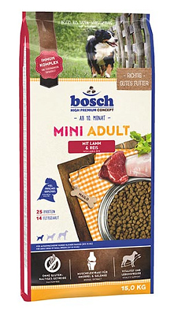 Bosch mini adult сухой корм с ягнёнком и рисом для взрослых собак мелких пород