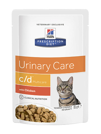 Hill's prescription diet c/d multicare urinary care влажный корм для кошек с курицей при лечении и профилактике болезней мочевыводящих путей