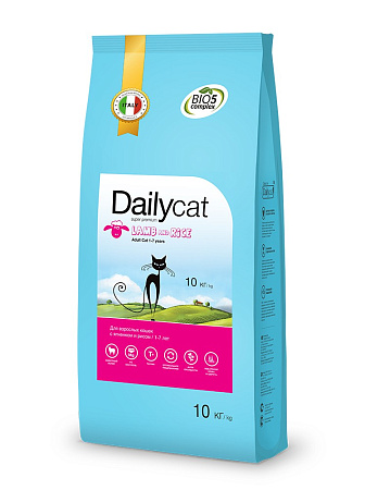 Dailycat adult сухой корм с ягненком и рисом для взрослых кошек