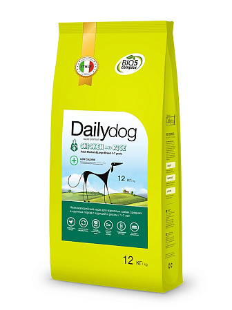 Dailydog adult medium large breed сухой корм с курицей и рисом для собак средних и крупных пород