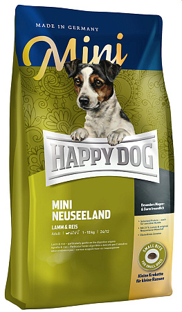 Happy dog mini neuseeland полнорационный сухой корм для взрослых собак мелких пород с чувствительным пищеварением