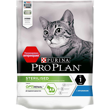 Pro plan optirental сухой корм со вкусом кролика для взрослых стерилизованных кошек и кастрированных котов