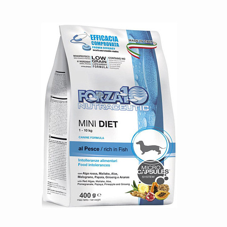 Forza10 diet сухой монобелковый корм с рыбой для собак мелких пород с пищевой аллергией