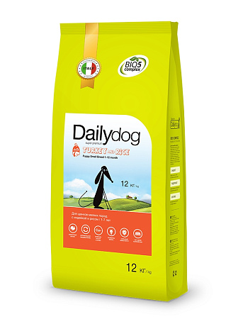 Dailydog puppy small breed сухой корм с индейкой и рисом для щенков мелких и миниатюрных пород