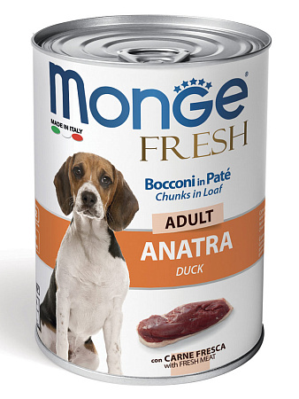 Monge dog fresh chunks in loaf влажный корм мясной рулет из утки для взрослых собак