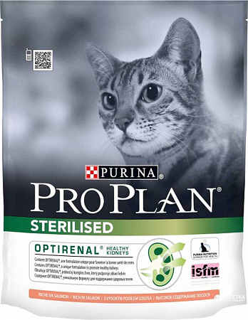 Pro plan optirental сухой корм с лососем для кастрированных котов и стерилизованных кошек