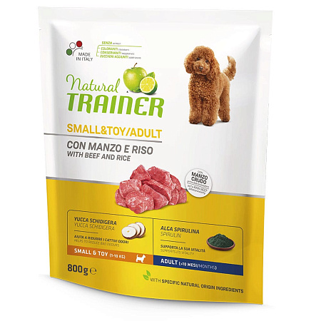 Trainer Natural сухой корм с говядиной и рисом для взрослых собак мелких пород