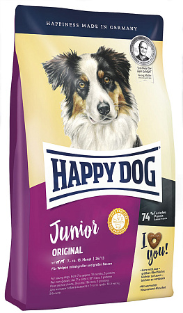 Happy dog junior original полнорационный сухой корм для юниоров средних и крупных пород с 7 до 18 месяцев