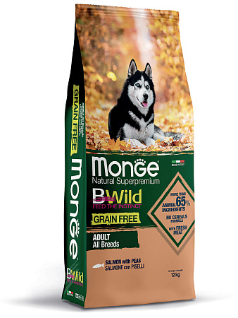 Monge dog bwild grain free сухой корм беззерновой из лосося для взрослых собак
