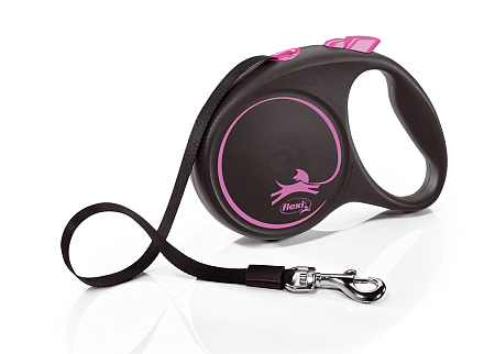 Flexi black design рулетка-ремень розовая для собак