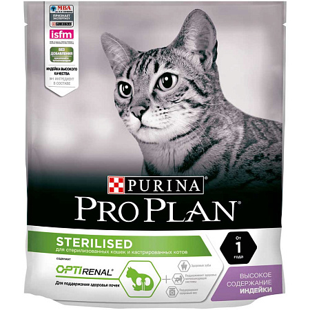 Pro plan optirental сухой корм с высоким содержанием индейки для стерилизованных кошек и кастрированных котов