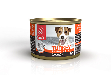 Blitz консервы полнорационные с индейкой и печенью для собак всех пород и возрастов
