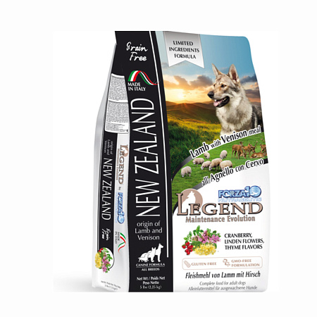 Forza10 legend new zeland сухой беззерновой корм с новозеландским ягненком, олениной и картофелем для собак всех пород