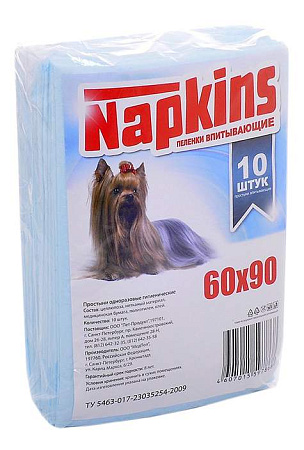 Впитывающие пеленки NAPKINS для собак 60*90, 10шт.