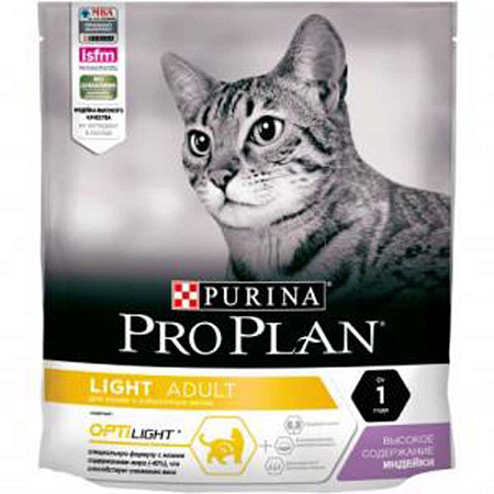 Pro plan optilight сухой корм с индейкой для взрослых кошек с избыточным весом и склонных к полноте