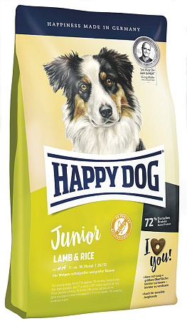 Happy dog junior lamb & rice полнорационный сухой корм для юниоров средних и крупных пород с 7 до 18 месяцев
