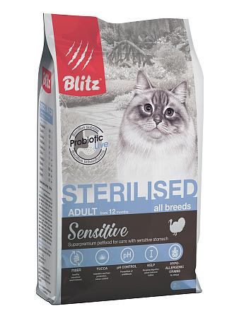 Blitz сухой корм с индейкой для стерилизованных кошек