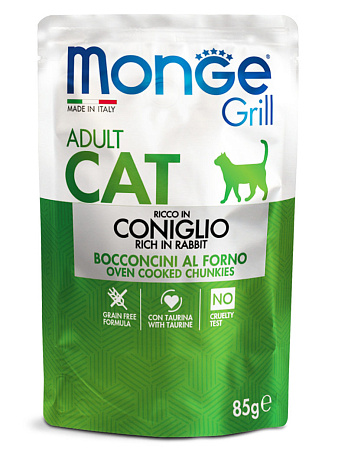 Monge cat grill влажный корм из итальянского кролика для взрослых кошек