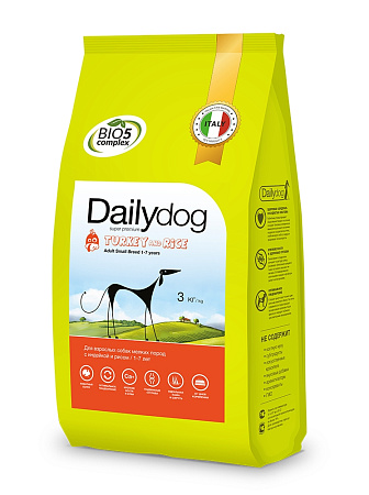 Dailydog adult small breed сухой корм с индейкой и рисом для взрослых собак мелких пород