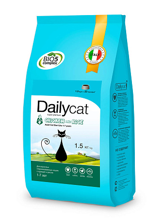 Dailycat adult steri lite сухой корм с курицей и рисом для взрослых кастрированных и стерилизованных кошек