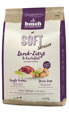 Bosch soft senior полувлажный корм с козлятиной и картофелем для пожилых собак